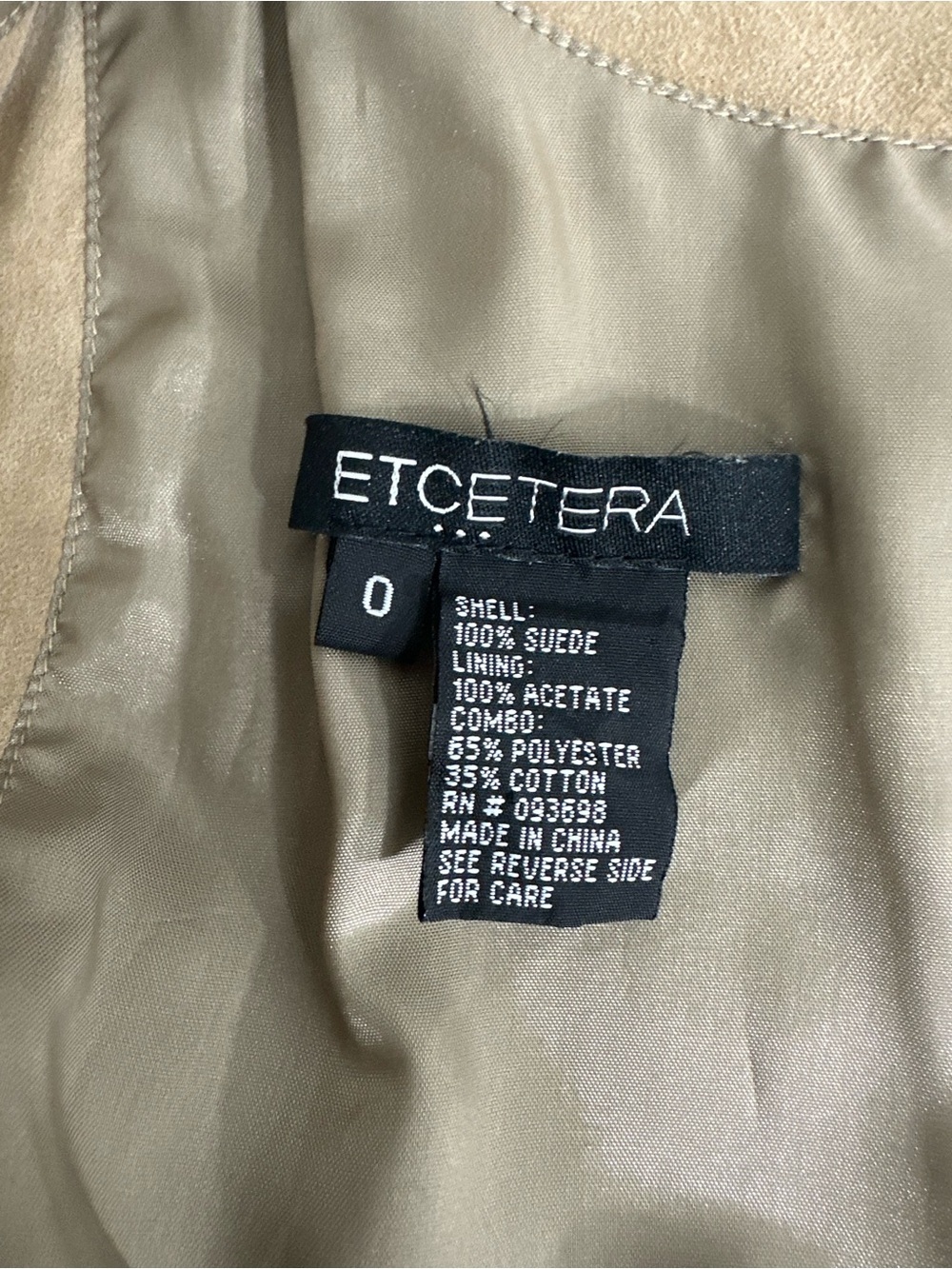 Etcetera Women’s Size 0 Tan Beige Layered Suede Mini Dress Sleeveless Back Zip - Picture 10 of 10